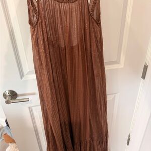 Anthropologie Shimmering Brown Swim Coverup